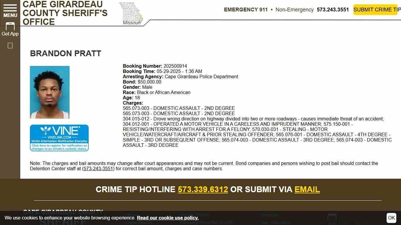PRATT, BRANDON - Roster | Cape Girardeau County MO Sheriff's Office