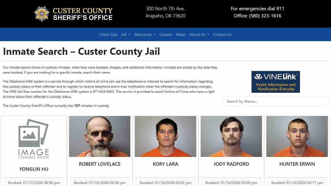 Inmate Search | Custer County Sheriff's Office
